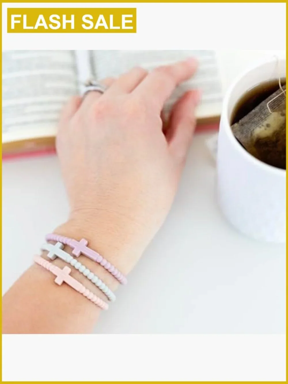 5 Pack Cross Silicone Bracelets for Kids - Bangle Style Christian Bracelet Set